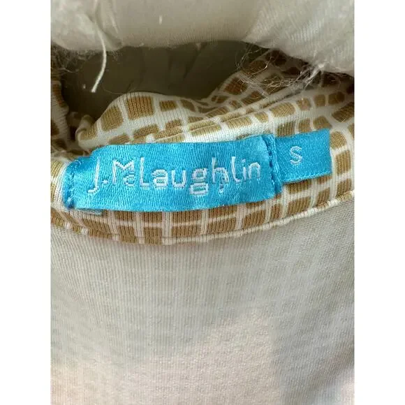 J. MCLAUGHLIN | Beige Grid Print Tie Waist Shirt Dress Preppy Classic | Small - Picture 5 of 7